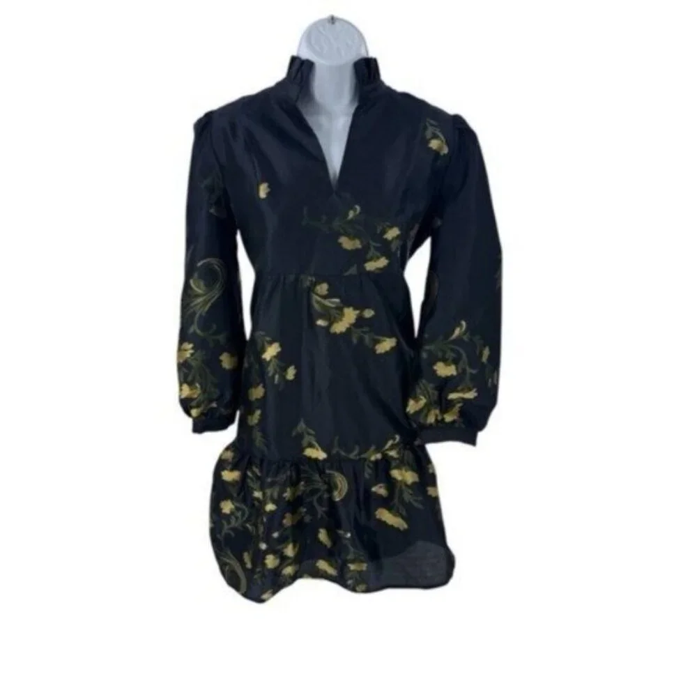 Tuckernuck | NEW Navy Jasmine Vine Jacquard Palmerston Dress Size XL - Picture 5 of 11
